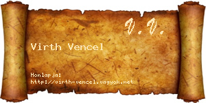 Virth Vencel névjegykártya